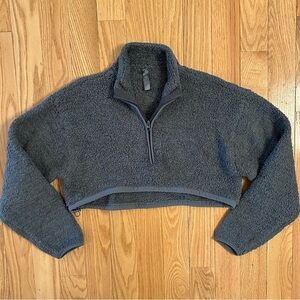 SKIMS Cropped 3/4 Zip Cozy Knit Fleece Sweatshirt Kim Kardashian S/M